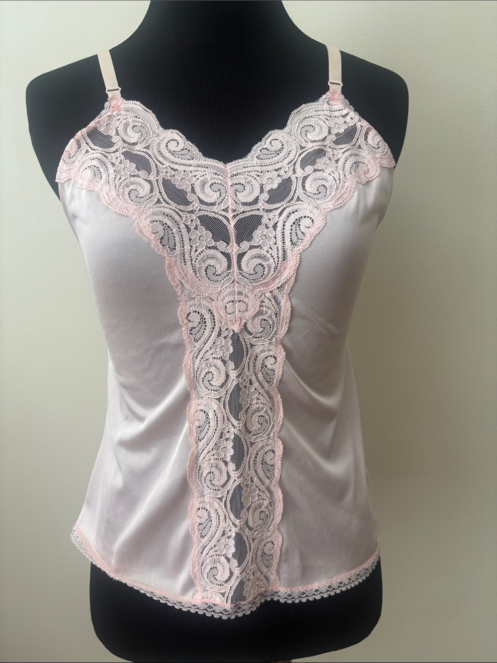 Vintage JCPenney Light Pink Satin Lace Chemise Top